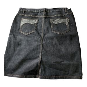 Giovanni Black Jean Mini Skirt Studded Back Pockets Plus Size 14 NWT
